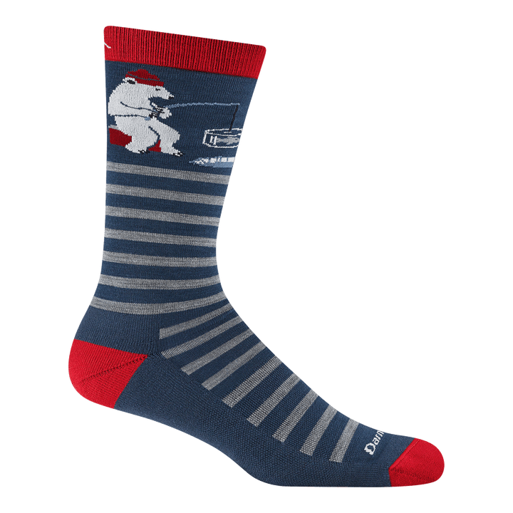 6096 wild life in polar bear lake featuring a blue body red heel/toe and white stripes with a fishing polar bear