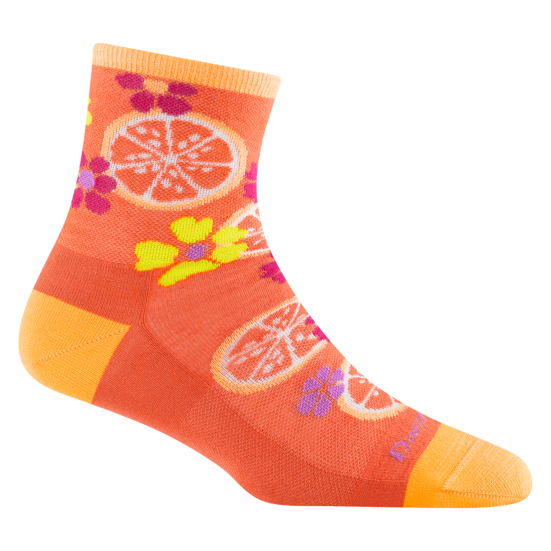 6102 Fruit stand in grapefruit featuring a yellow heel/toe with and orange body and a grapefruit and flower design 