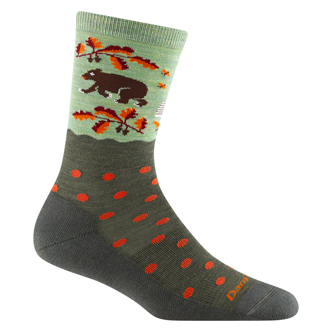 Product shot of 6105 Wild Life Crew Lifestyle Sock in Forest colorway