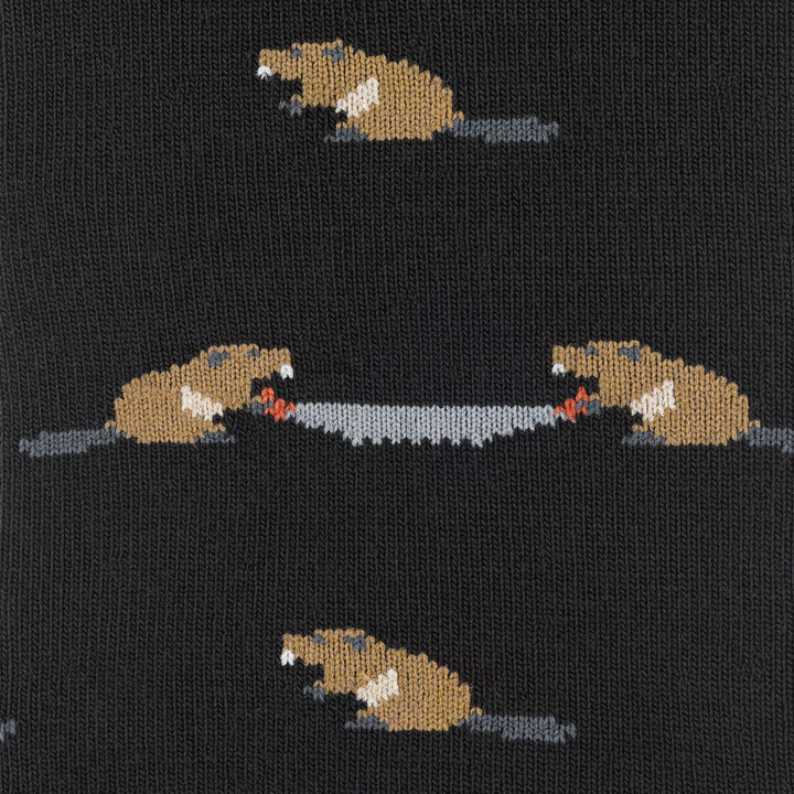 Call out detail image of the of the 6107 black front image of beavers with a tree saw 