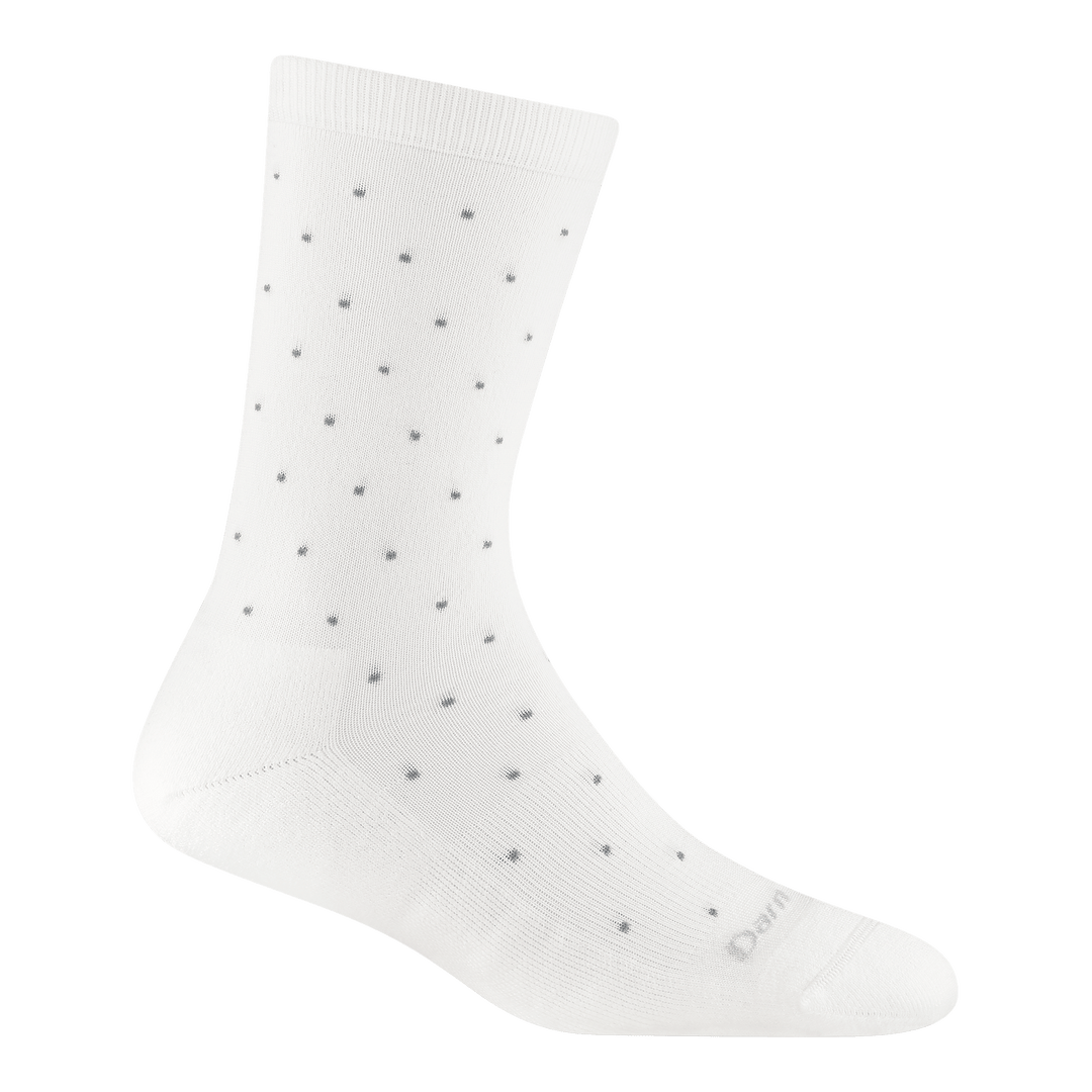 6110 Pin Drop crew in White featuring all white body with dark gray dots all over 