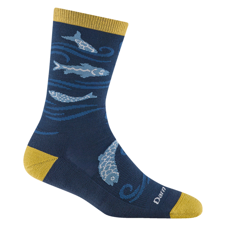 Reverse 6122 Homer lightweight lifestyle in deep water featuring swimming fish with yellow heel/toe/cuff