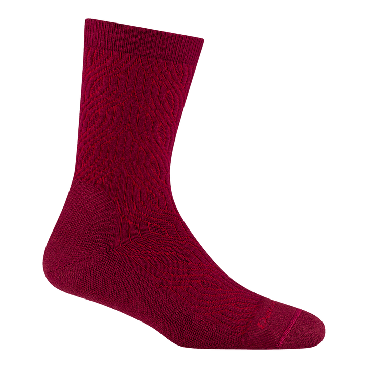 6140 Cable Crew Lightweight with Cushion in Burgundy featuring drop needle stitching in a cable design