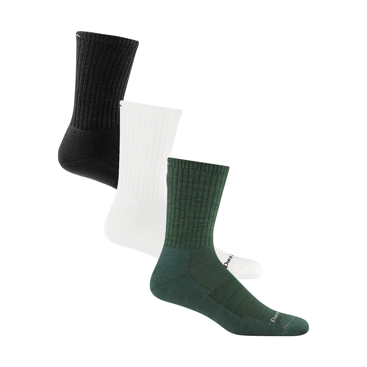 Bundle image of 3 Black/white/Moss 6157 The Standard Micro Crew Socks