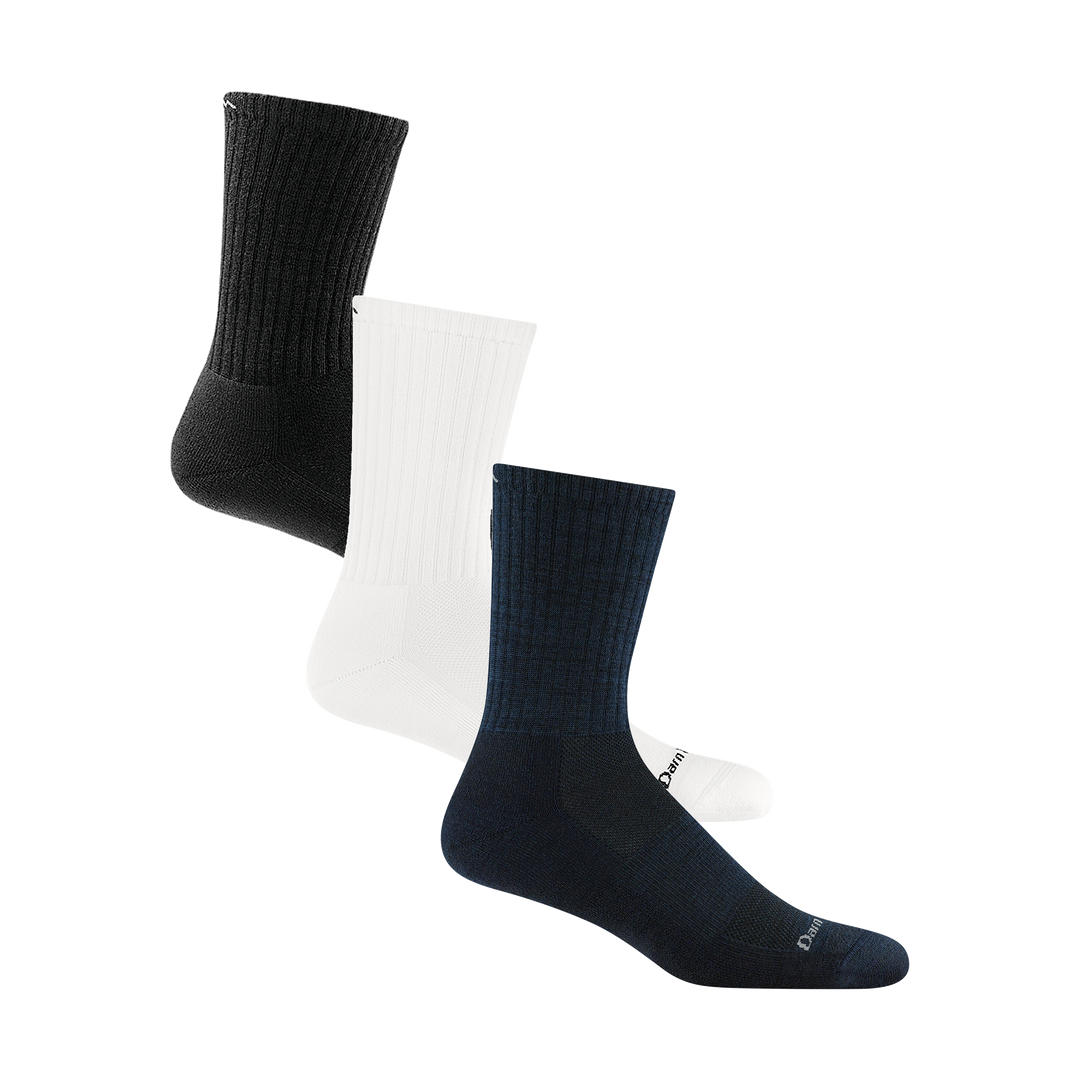 Bundle image of 3 Black/white/Navy 6157 The Standard Micro Crew Socks