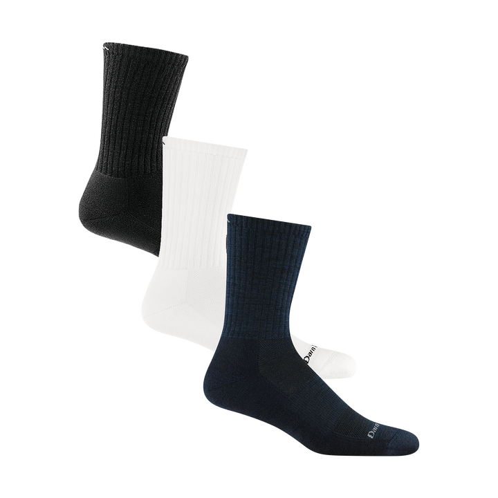 Bundle image of 3 Black/white/Navy 6157 The Standard Micro Crew Socks