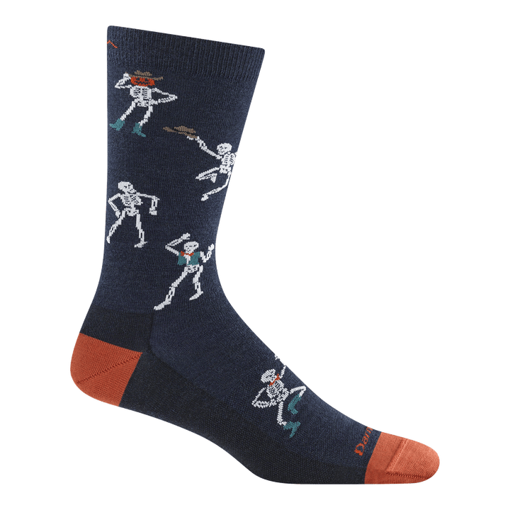 Reverse 6222 Bone Ranger Crew in Midnight featuring a dark blue body and orange heel and toe with cowboy skeleton all over