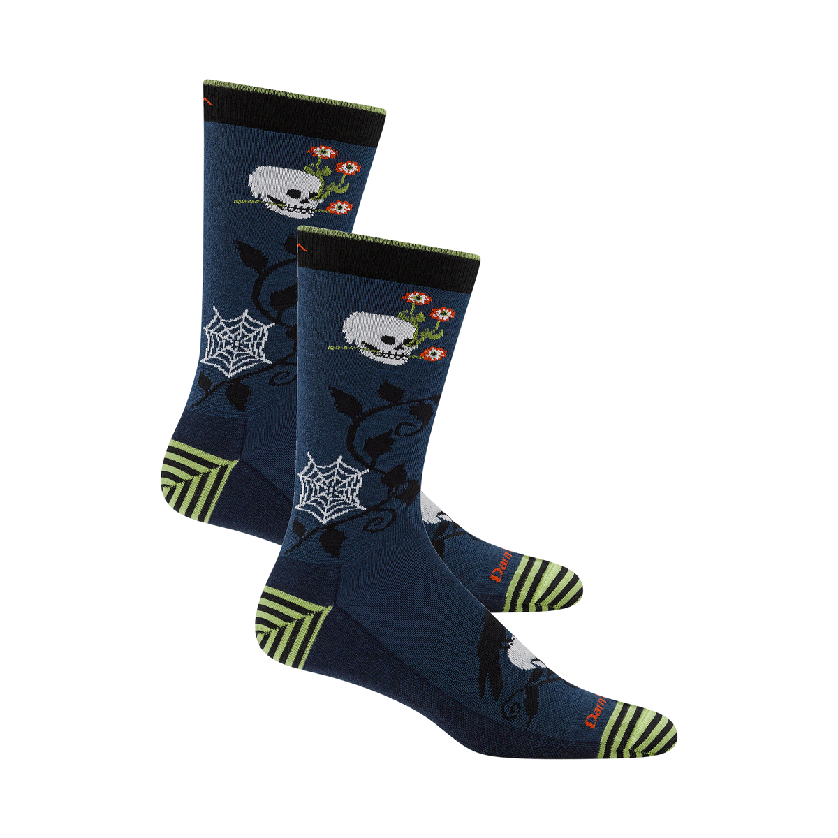 Bundle image of two Spooky Hallow socks together in midnight colorway