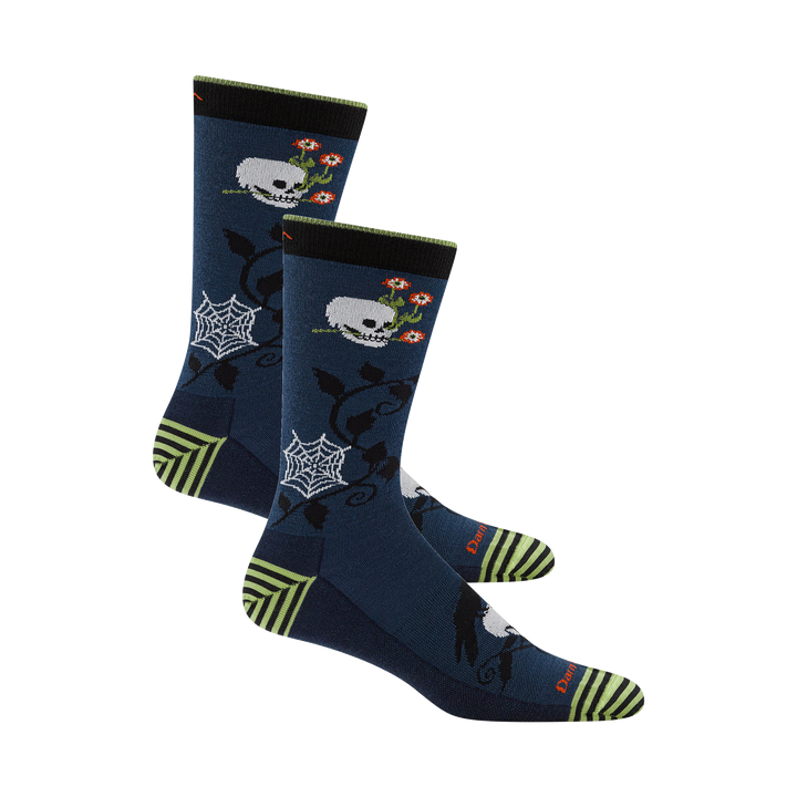 Bundle image of two Spooky Hallow socks together in midnight colorway
