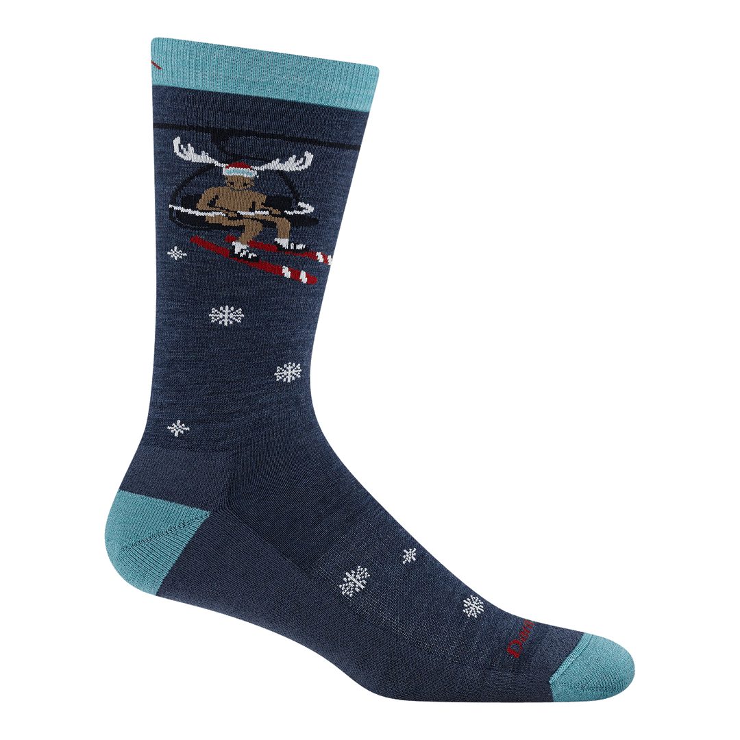profile image of the 6234 Moose on the loose knit to give sock with snowflakes and a moose on a ski lift 