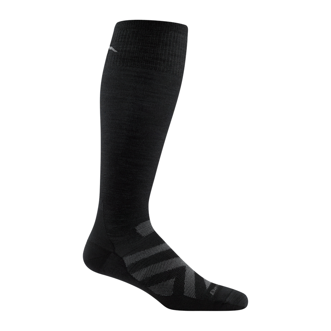 8001 men's RFL over-the-calf ski sock in black with gray chevron and darn tough signature on forefoot