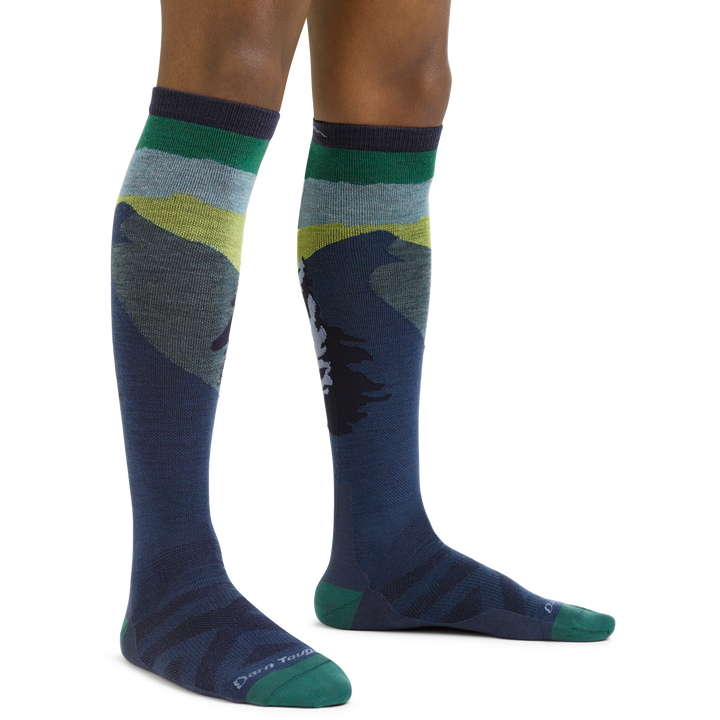 Men's Solstice Snowboard and Ski Socks in Dark Teal on foot