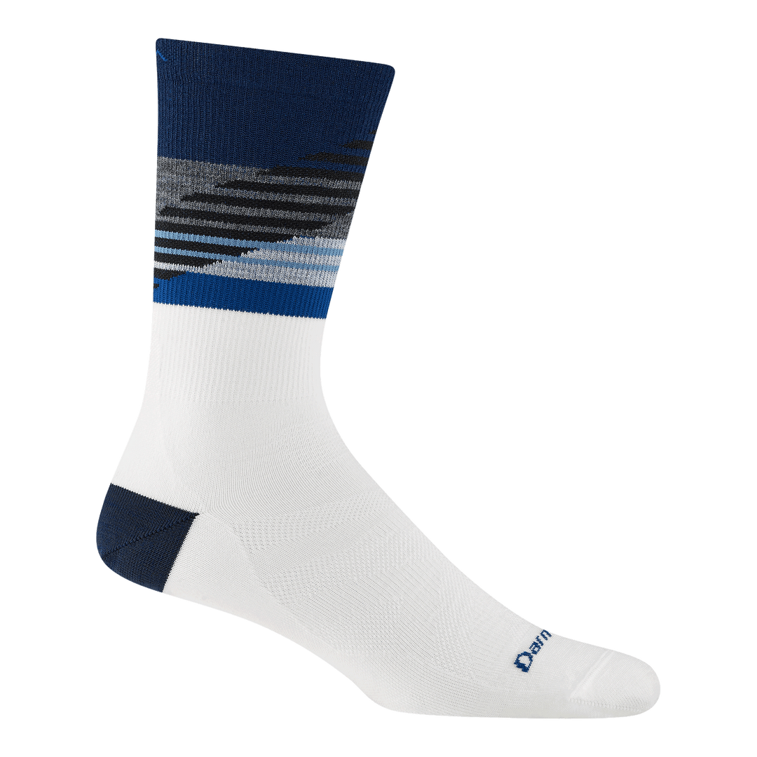 8032 men's lillehammer nordic boot ski sock in white with navy heel blue and gray on calf
