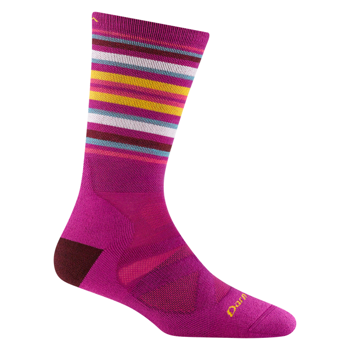 8033 women's oslo nordic boot ski sock in color clover with rust heel and purple, yellow, and pink calf striping
