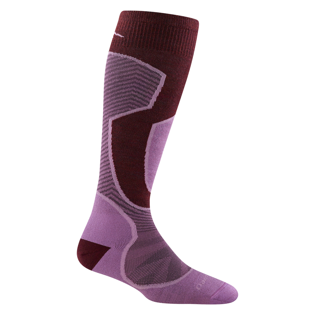 8038 outer limits over-the calf lightweight ski and snowboard sock in the burgundy color
