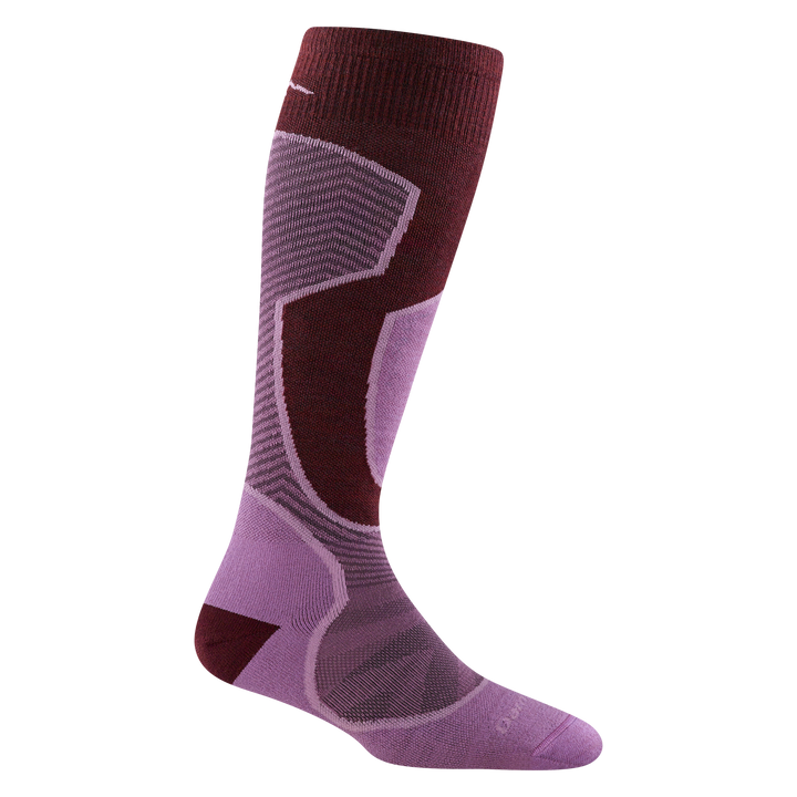 8038 outer limits over-the calf lightweight ski and snowboard sock in the burgundy color
