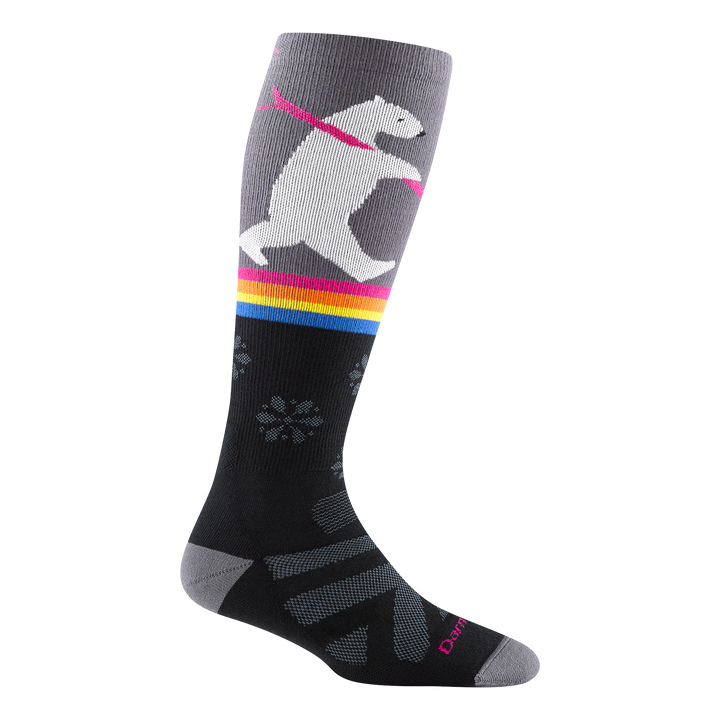 8041 Thermolite Ski & Snowboard sock featuring a Polar Bear carrying skis on the top shin area in black and gray