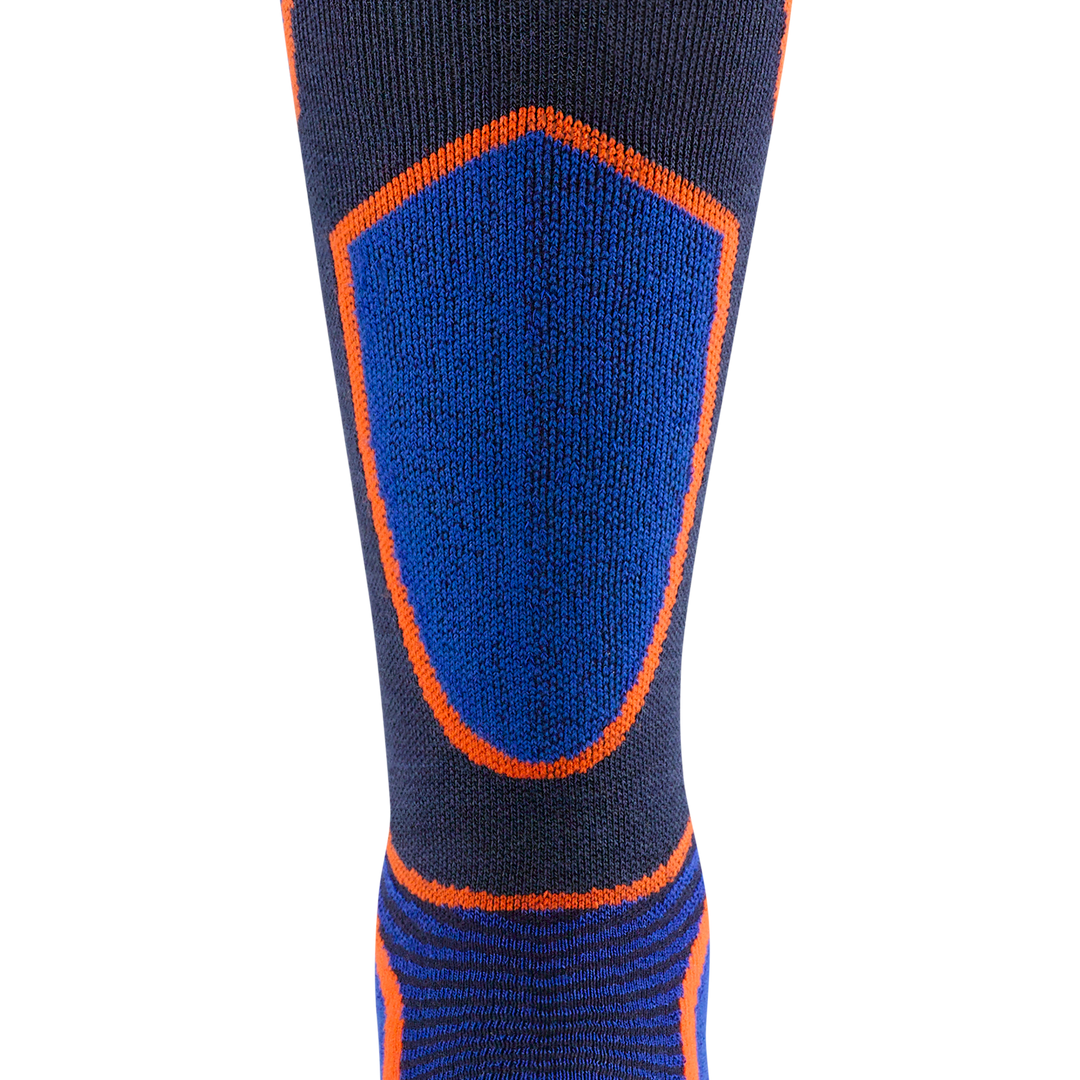 close up of the front shin pad on the 8042 outer limits in eclipse