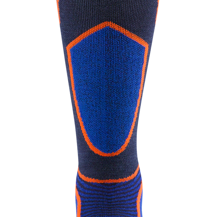 close up of the front shin pad on the 8042 outer limits in eclipse