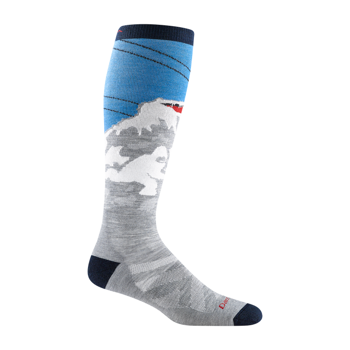 reverse 8043 Heady Yeti Ski and snowboard sock in gray featuring a yeti outline in the snow