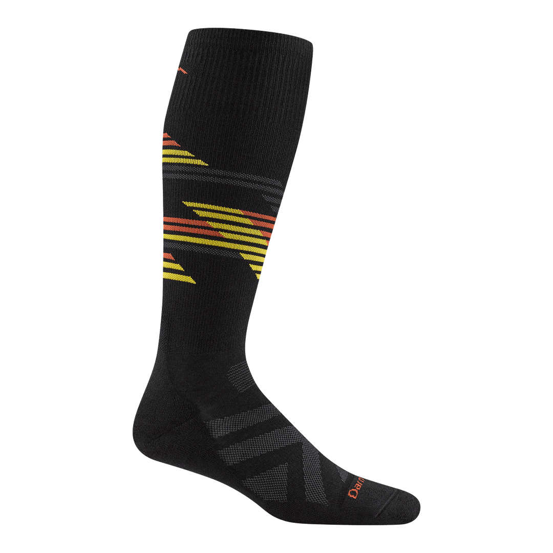 Reverse of the 8061 carve ski and snowboard sock in black show the back stripe zig zag design