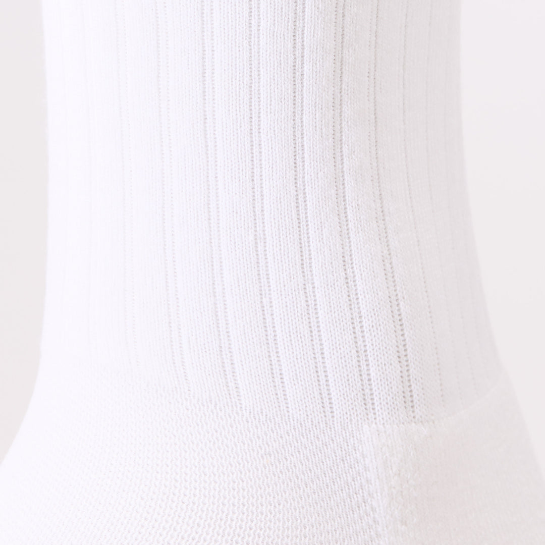 close up of performance fit ribbed cuff on mens 6157 The Standard Micro Crew Lightweight with Cushion in white