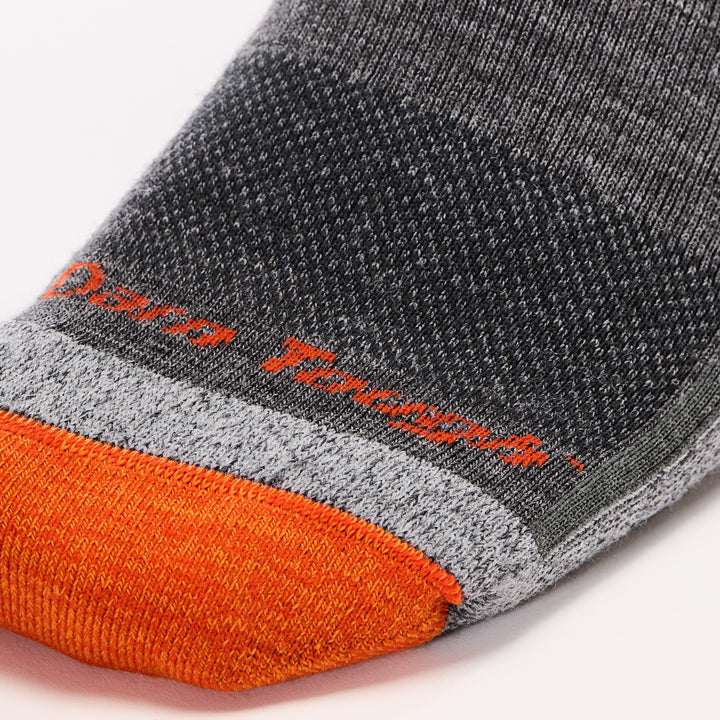close up image of mens 2001 mens 2001 John Henry Boot Midweight with Cushion in iron grey sock with orange toe