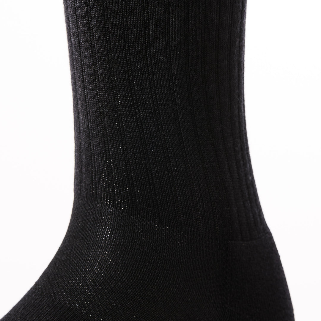 close up of performance fit ribbed cuff on mens 6157 The Standard Micro Crew Lightweight with Cushion in black