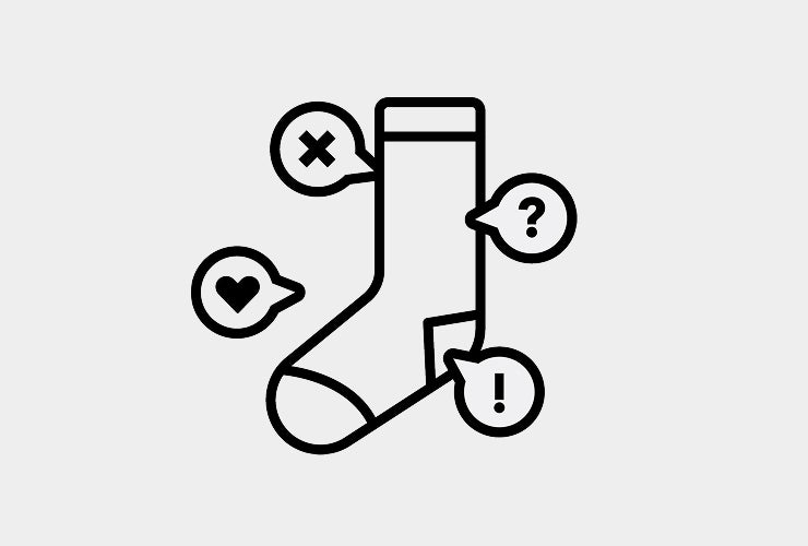 Sketch of a sock with reaction and feedback bubbles around it