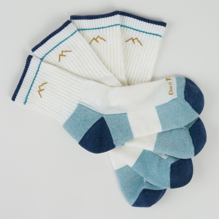 Flat stack of the 1903 micro crew hiker in retail pre-season colorway white