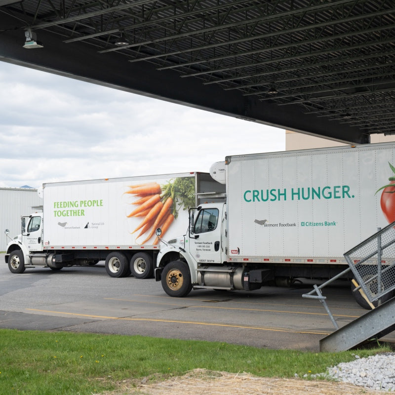 Vermont Foodbank trucks carrying food donations to those in need