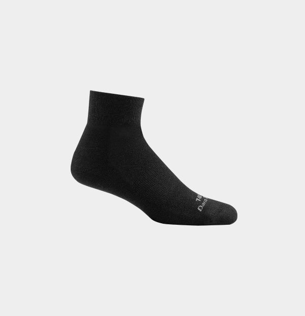 Quarter sock height tactical sock in black, with a cuff just covering the top of the ankle