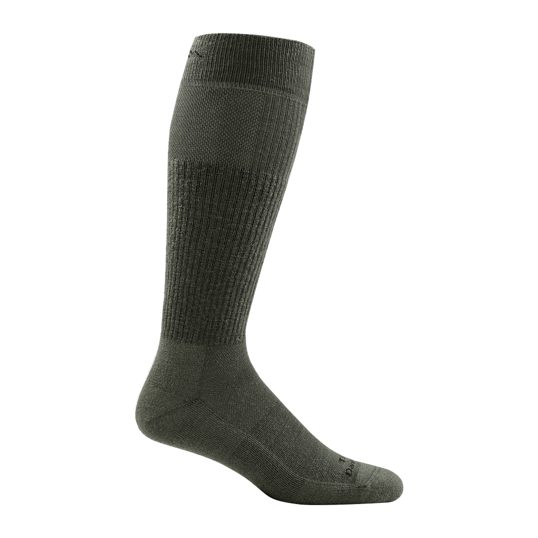 T3005 unisex mid-calf lightweight tactical sock in color foliage green with black darn tough signature on forefoot