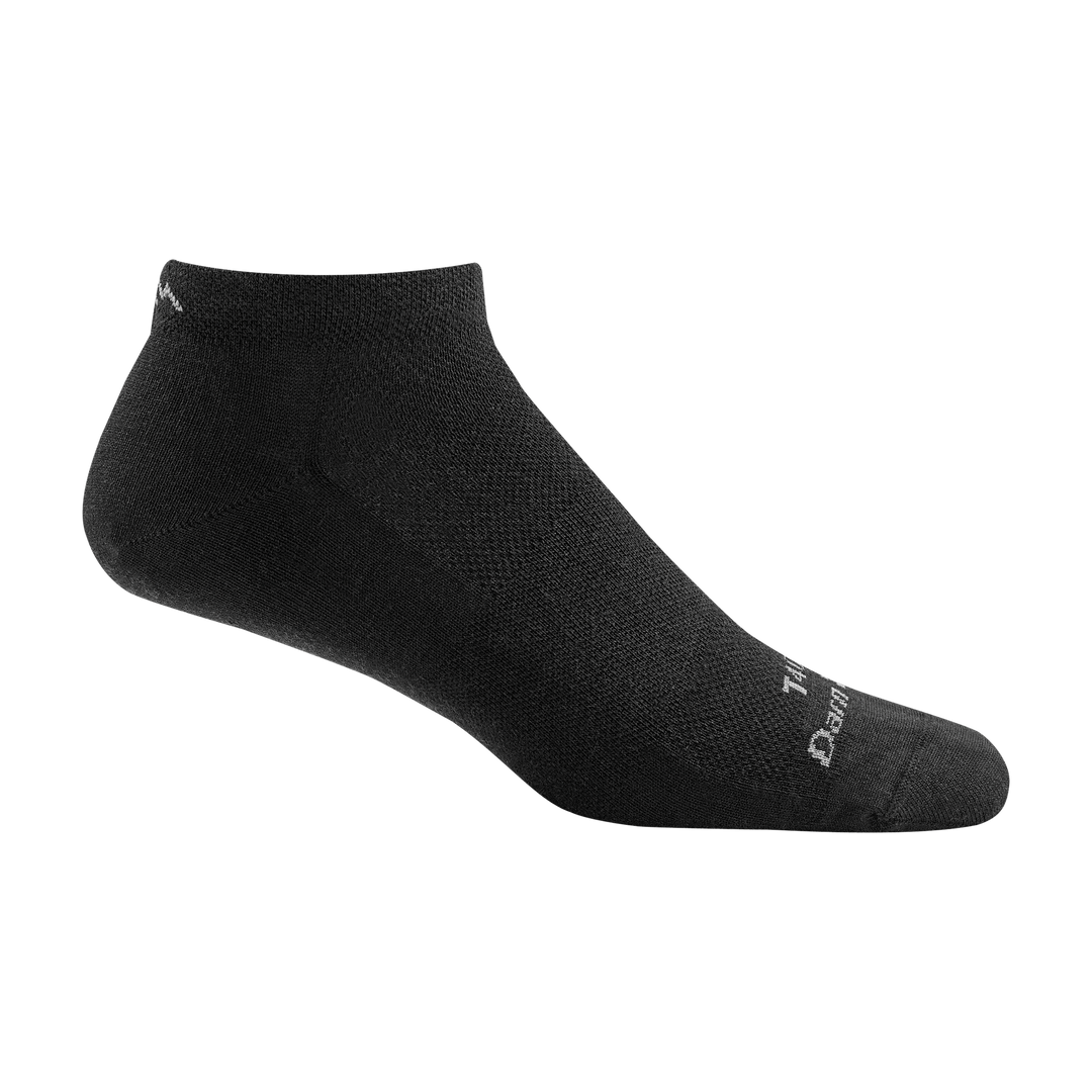 T4016 unisex no show midweight tactical sock in color black with white darn tough signature on forefoot