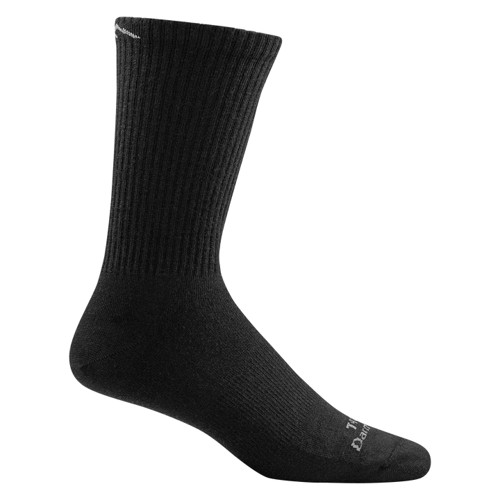 T4066 unisex micro crew midweight tactical sock in color black with white darn tough signature on forefoot