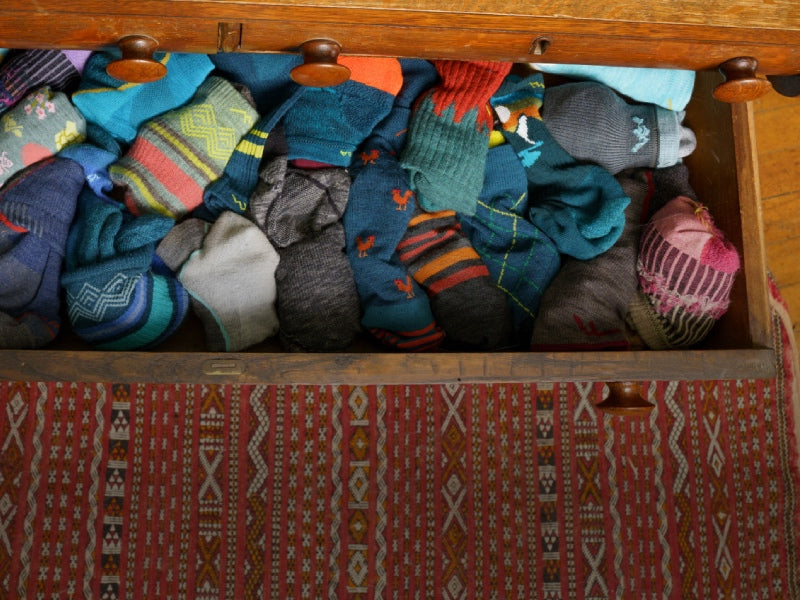 Take Sock Finder Quiz - a drawer full of darn tough socks in different colors and styles