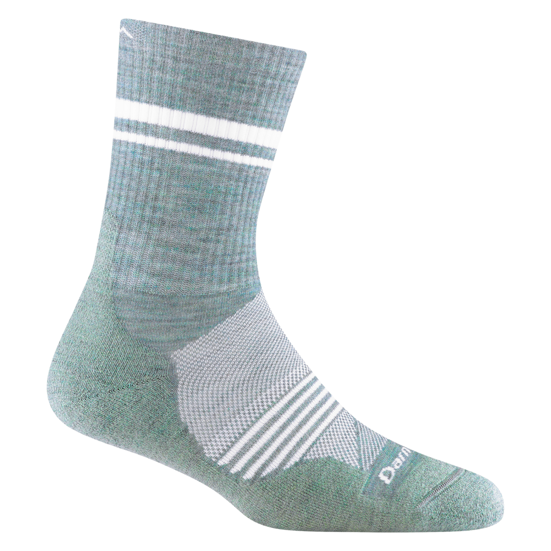 1114 women's element micro crew running sock in color seafoam with white forefoot and calf striping and darn tough signature