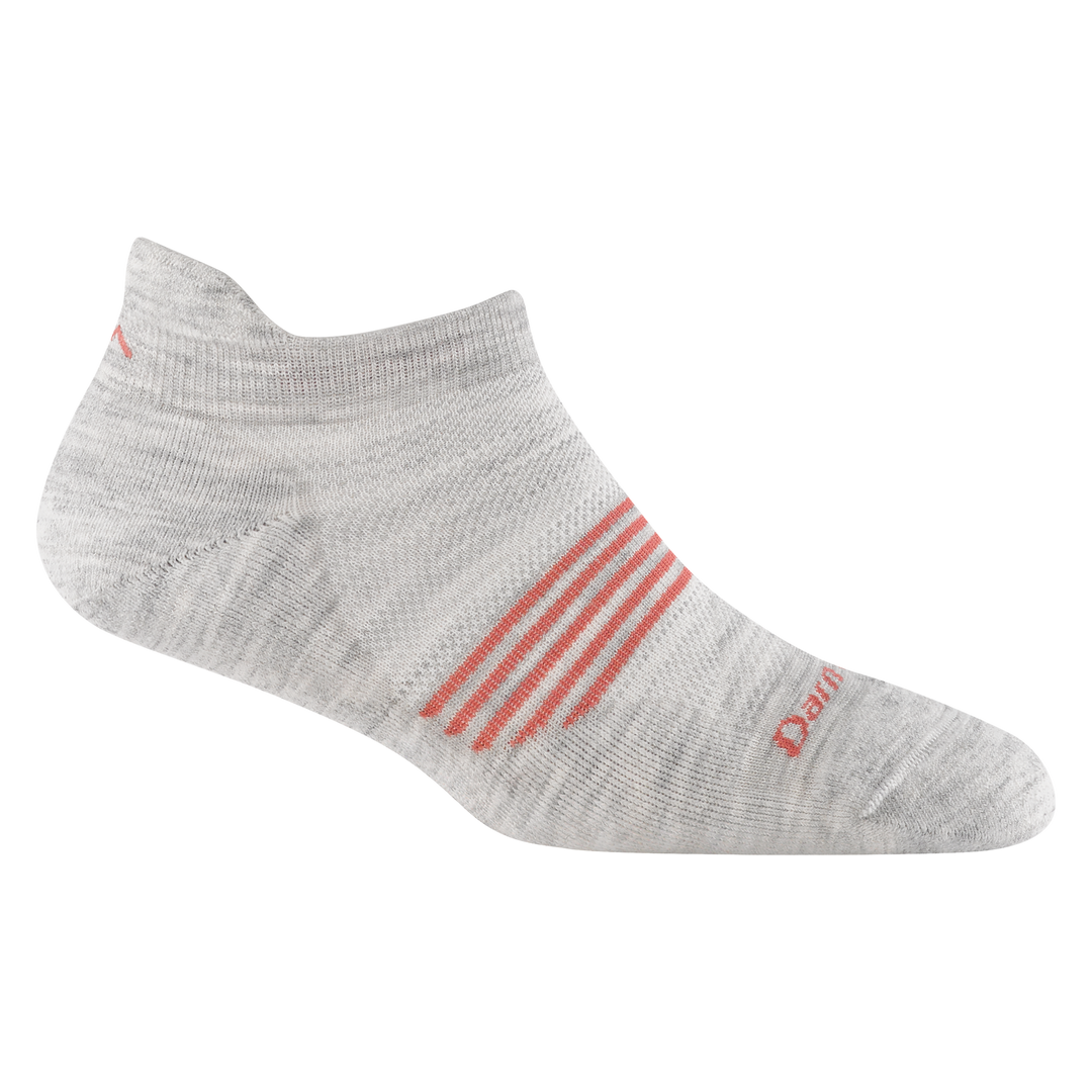 Women's Element no show tabbed running sock in light gray with pink stripes