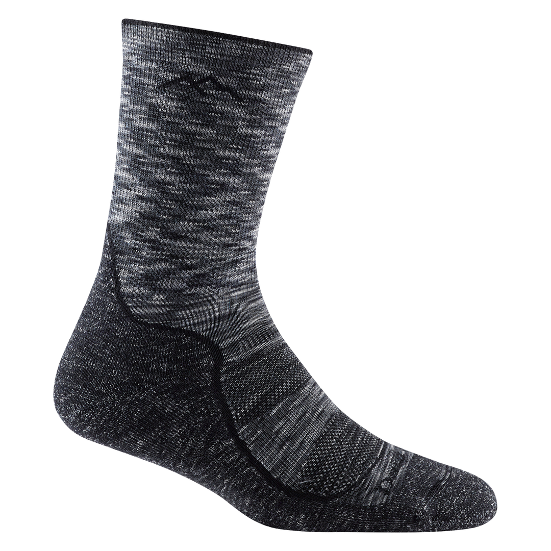 1967 women's light hiker micro crew hiking socks in color heathered space gray with black stripe on forefoot