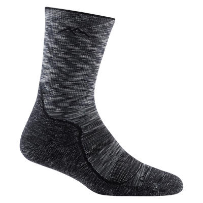 1967 women's light hiker micro crew hiking socks in color heathered space gray with black stripe on forefoot