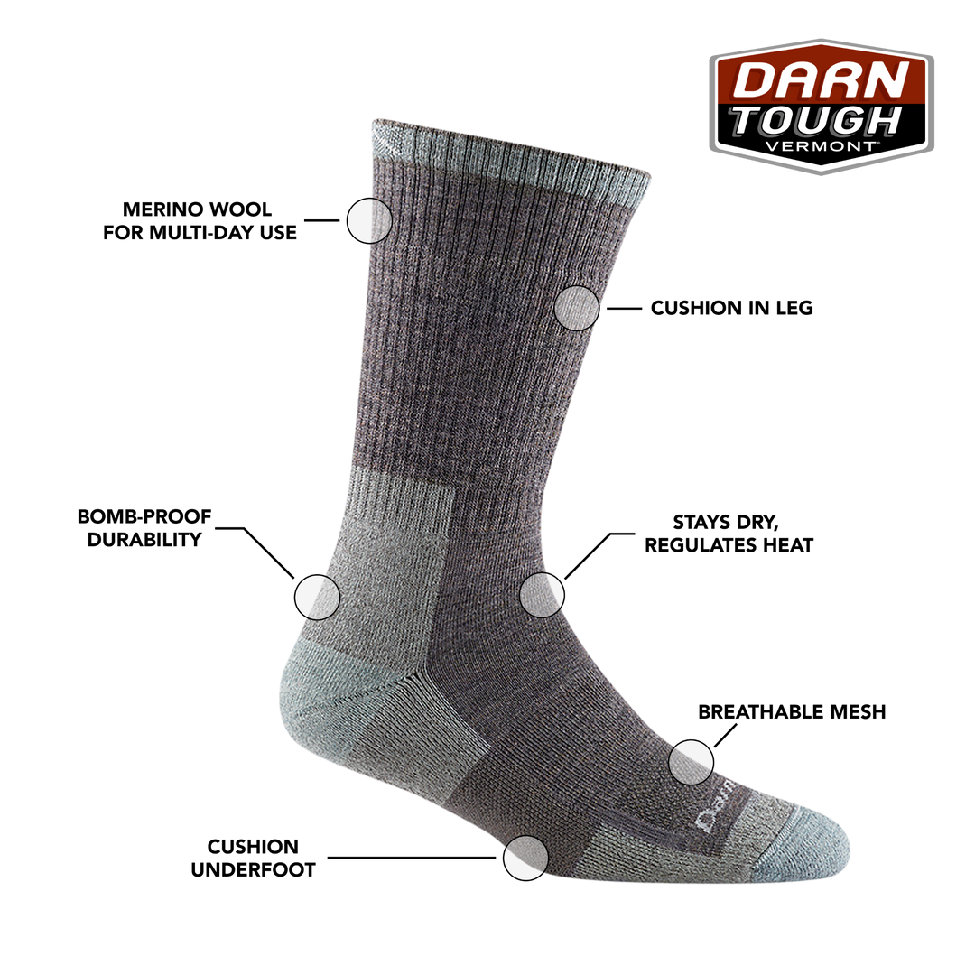 women's rtr boot work sock features graphic, highlighting the breathable mesh window above the toes and cushion underfoot.