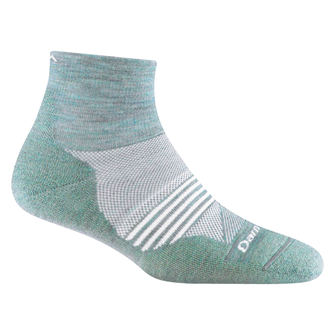 1113 women's element quarter running sock in color seafoam with white forefoot striping and darn tough signature