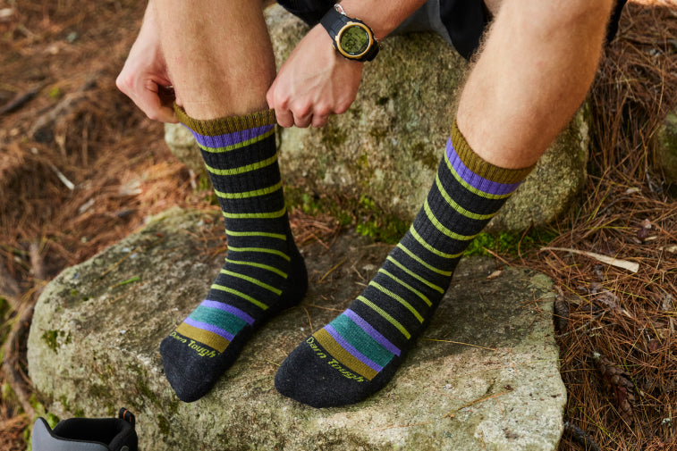 Shop Throwback socks - feet wearing socks we re-knit from our history