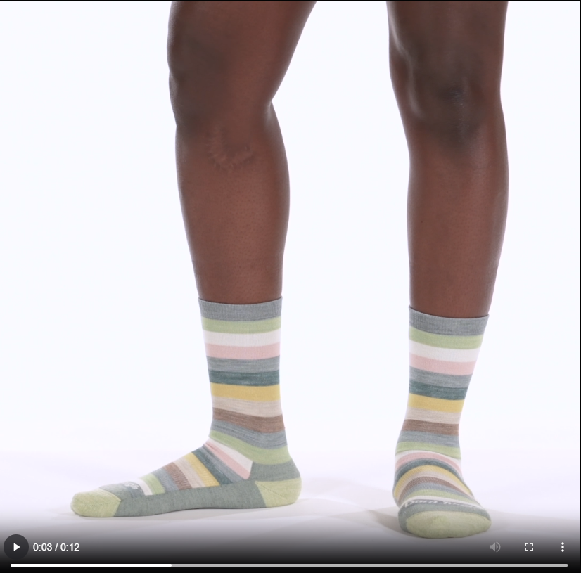model walking in the 1644 Mystic stripe in seafoam