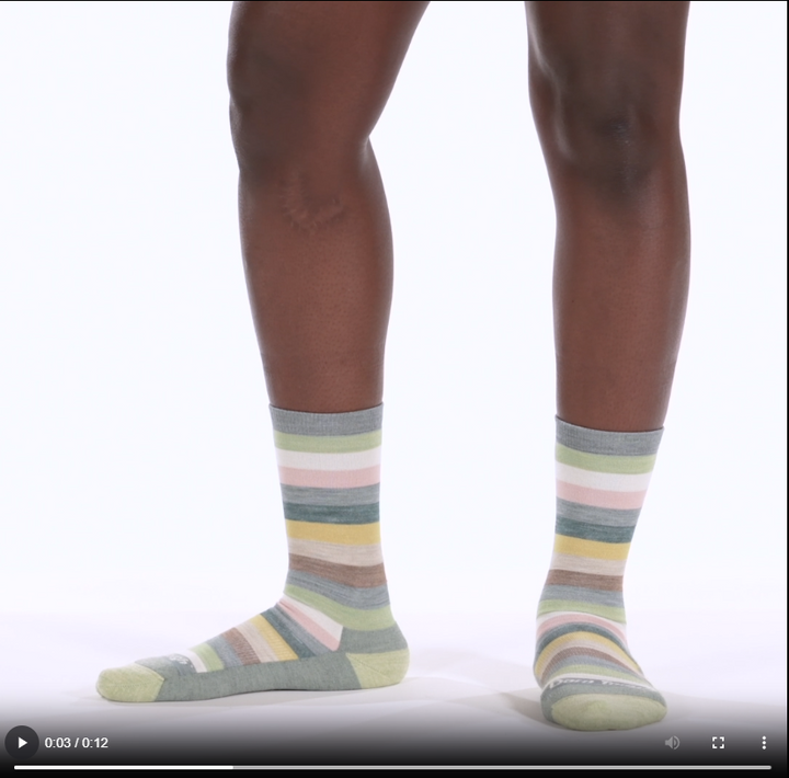 model walking in the 1644 Mystic stripe in seafoam