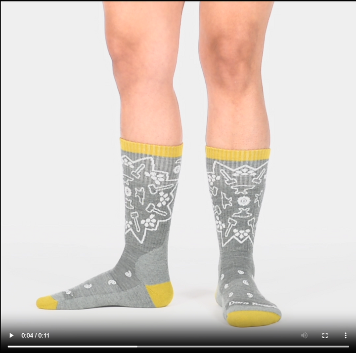 model walking in the 2206 forged boot sock in seafoam