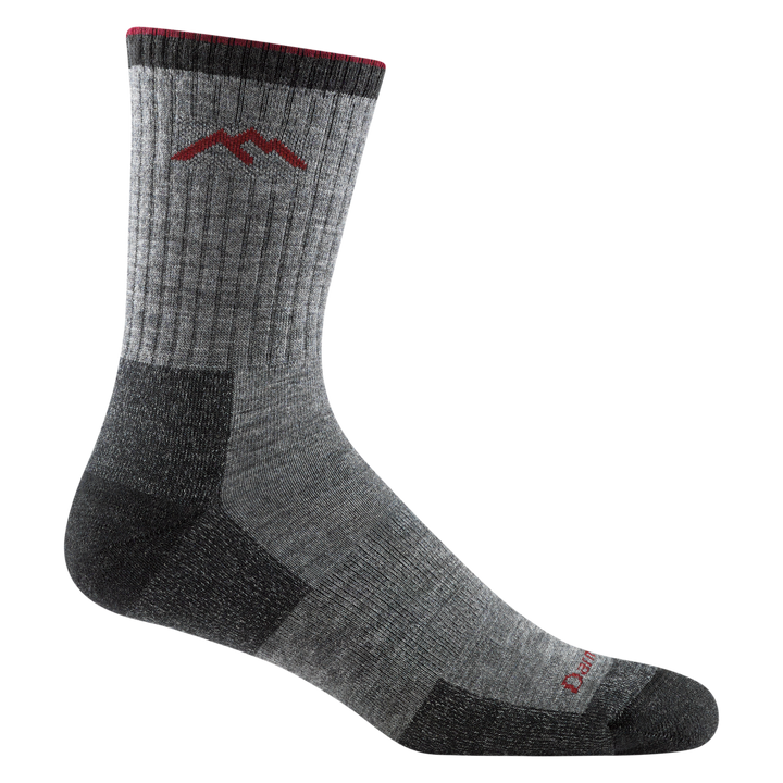 1466 men's micro crew hiking sock in color charcoal with black toe/heel accents and red darn tough signature on forefoot
