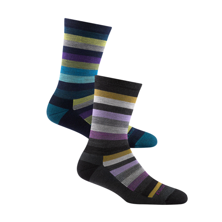 2 pack bundle shot including 2 pairs of the women's phat witch crew lifestyle sock in dark teal and gray