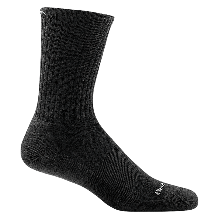 1657 men's the standard crew lifestyle sock in color black with white darn tough signature on forefoot