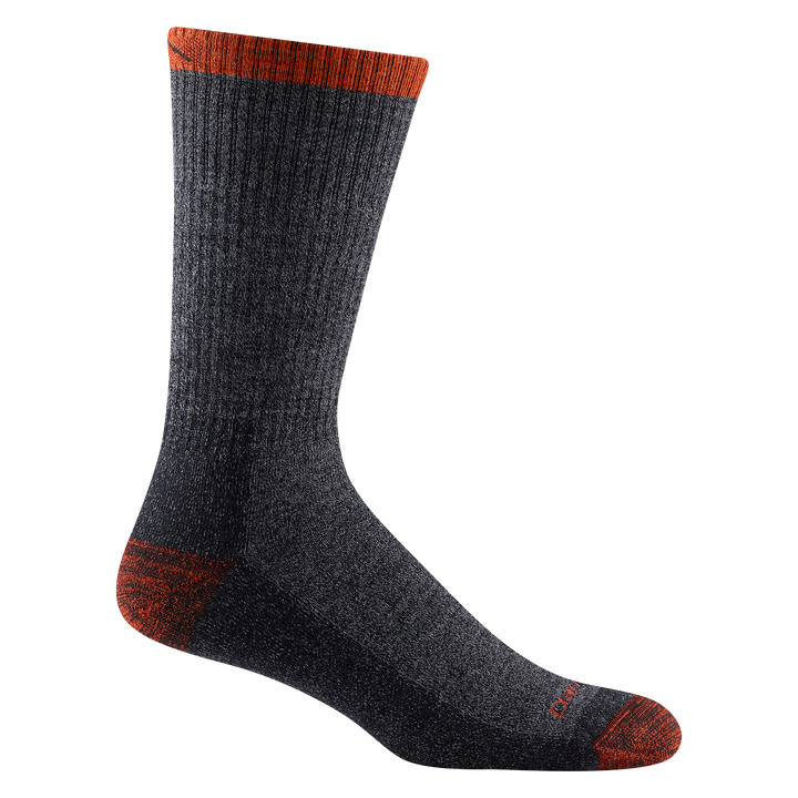 1982 men's nomad boot hiking sock in color dark gray with orange toe/heel accents and darn tough signature on forefoot